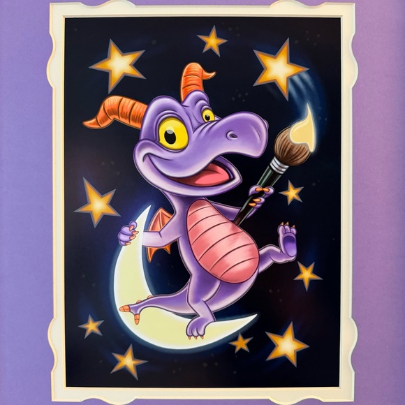 Disney Figment Artist Paintbrush Stars & Moon EPCOT Framed & Matted Art Print - Picture 1 of 3